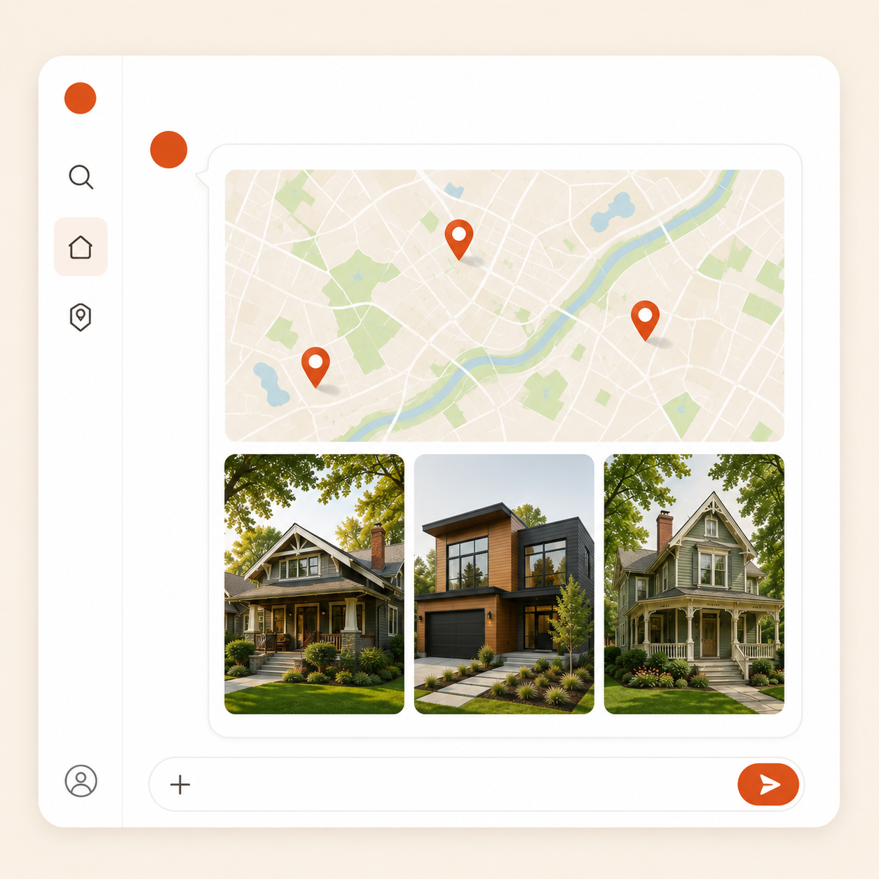 PropertySimple Search — a conversational property search experience with a map and live listings